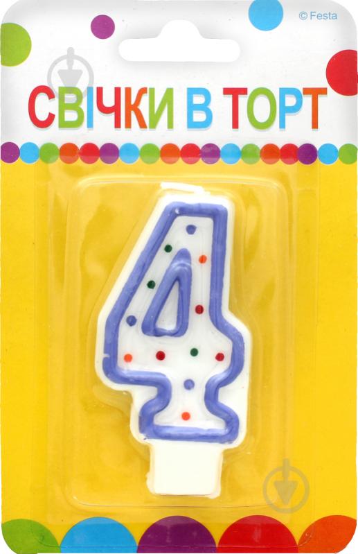 Свічки для торта цифра 4 (7 см) Ві та Ві 1 шт. - фото 1