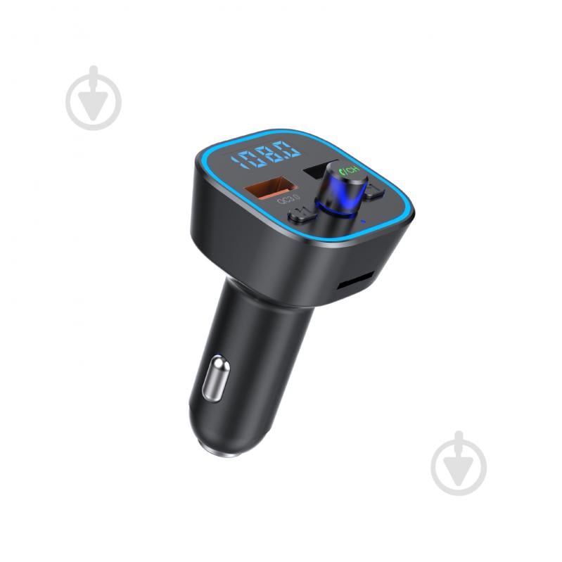 FM-трансмітер Vortex VO2101 USB QC3.0/USB OTG/microSD Black (VO2101) - фото 1