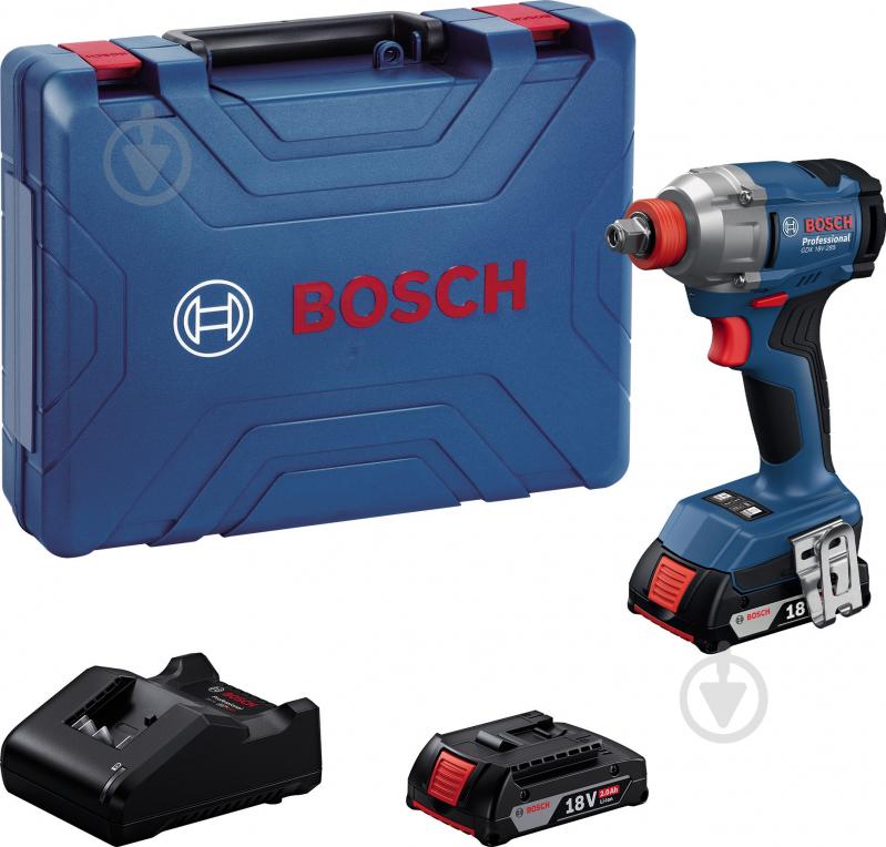 Гайковерт ударный аккумуляторный Bosch Professional GDX 18V-285+ (Кейс + 2х аккумуляторы 18V 2,0Ah + Зарядное устройство) 06019N2122 - фото 1