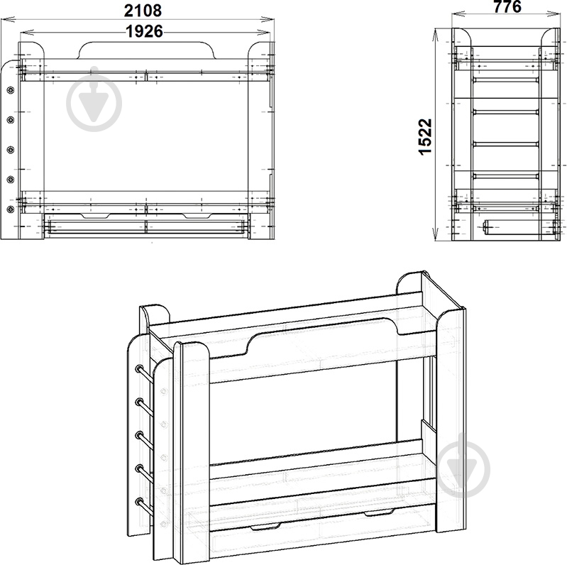 Кровать Компанит Твикс 70x190 см дуб сонома - фото 2