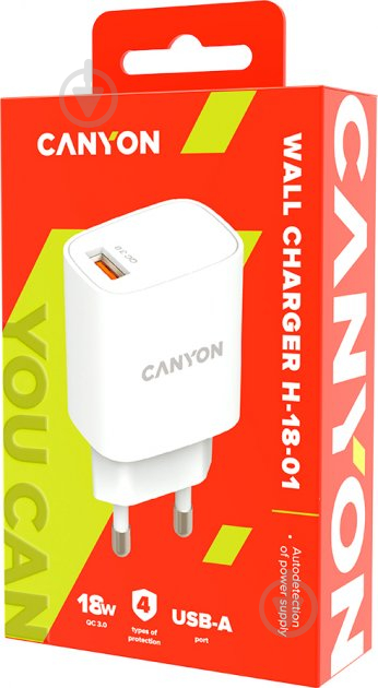 Зарядное устройство Canyon USB-A QC3.0 W18 - фото 3