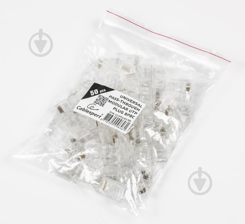 Коннектор Cablexpert LC-PTU-01/50, 8P8C, CAT-5e, UTP, со сквозными отверстиями - фото 3 Коннектор Cablexpert LC-PTU-01/50, 8P8C, CAT-5e, UTP, со сквозными отверстиями - фото 3