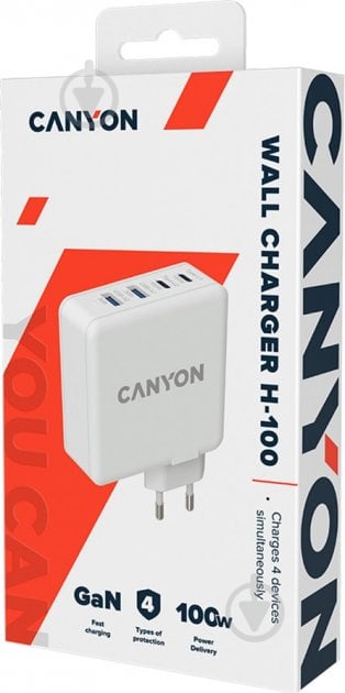 Зарядний пристрій Canyon H-100 GaN PD 100W QC 3.0 30W - фото 3