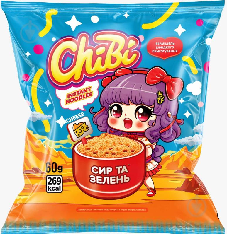 Вермишель ChiBi со вкусом сыра и зелени 60 г - фото 1