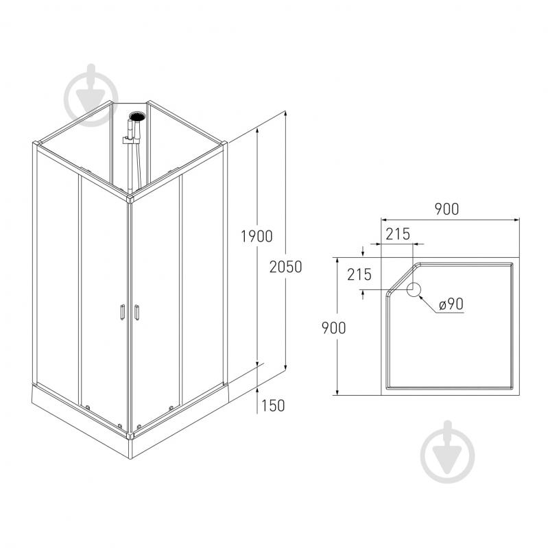 Душевой бокс VOLLE Solar 90x90x205 см 11-88-172 - фото 2
