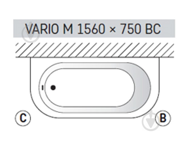 Ванна из искусственного камня PAA Vario M 156х75 см BC - фото 4