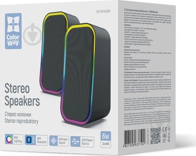 Акустическая система ColorWay Aura USB/Bluetooth CW-SPU02GR 2.0 grey - фото 9