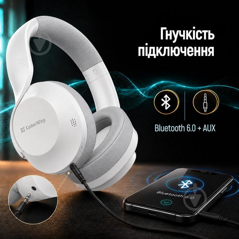 Наушники ColorWay white/grey (CW-HBT02WT) - фото 10