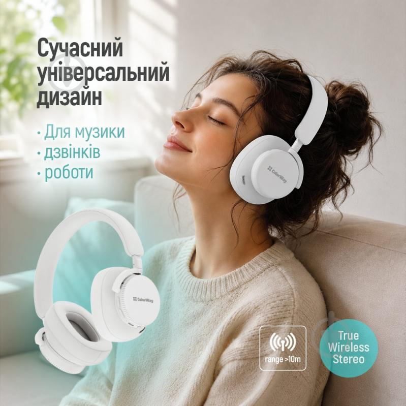 Наушники ColorWay white (CW-HBT01WT) - фото 8
