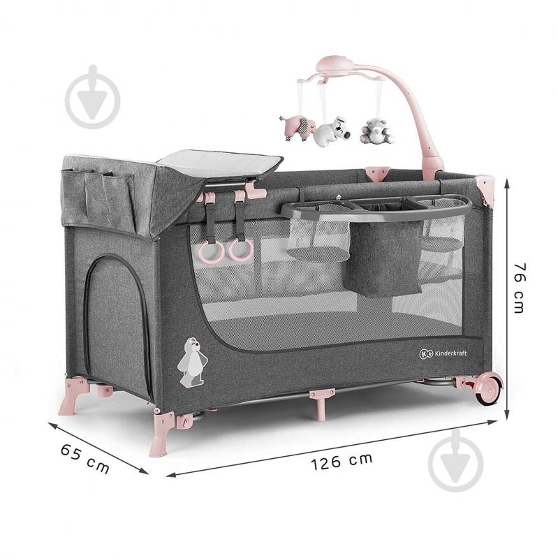 Манеж-кровать Kinderkraft с аксессуарами Joy розовый KKLJOYPNK000AC - фото 4