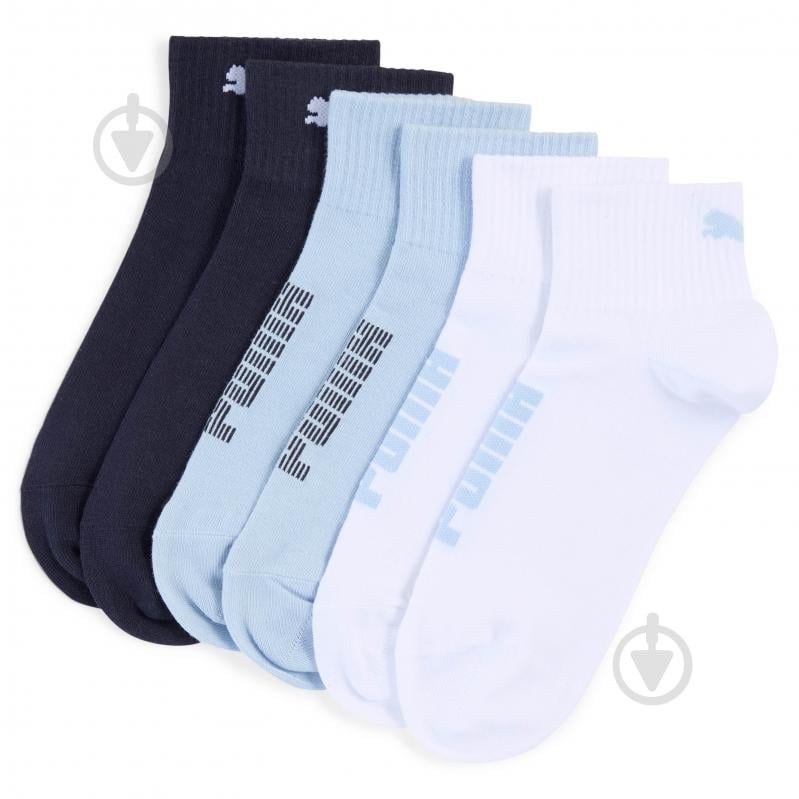 Шкарпетки Puma UNISEX RIB LOGO QUARTER 3P 94721801 р.35-38 синій - фото 1 Шкарпетки Puma UNISEX RIB LOGO QUARTER 3P 94721801 р.35-38 синій - фото 1