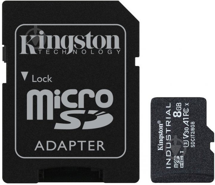 Карта памяти Kingston microSDXC 8 ГБ Class 10 (SDCIT2/8GB) Industrial A1 PSLC CARD + SD-адаптер - фото 1