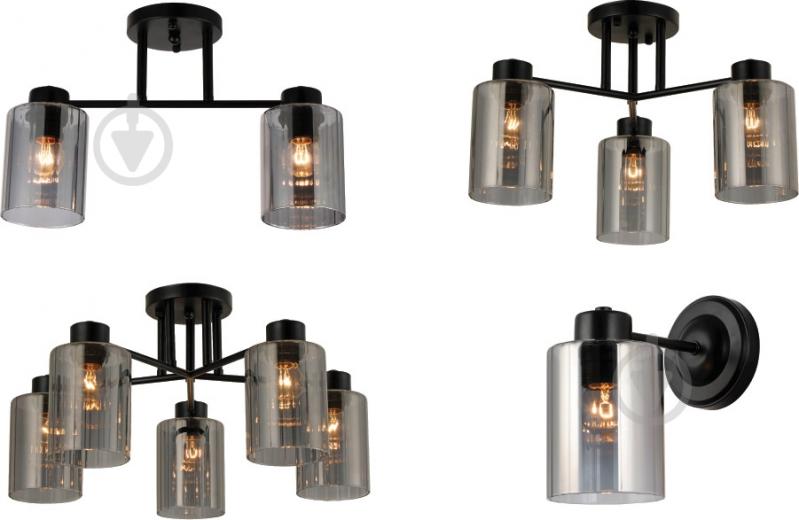 Люстра стельова Sensio Lilit 2x40 Вт E27 чорний ALG-07338/2 - фото 3