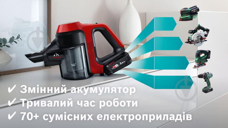 Пылесос аккумуляторный Bosch Unlimited 7 BBS711ANM red - фото 5