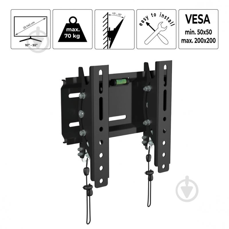 Крепление для телевизора HausMark TWА-22 наклонные 10"-55" черный - фото 7