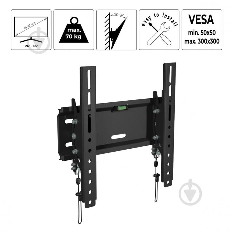 Крепление для телевизора HausMark TWA-33 наклонные 26"-65" черный - фото 7