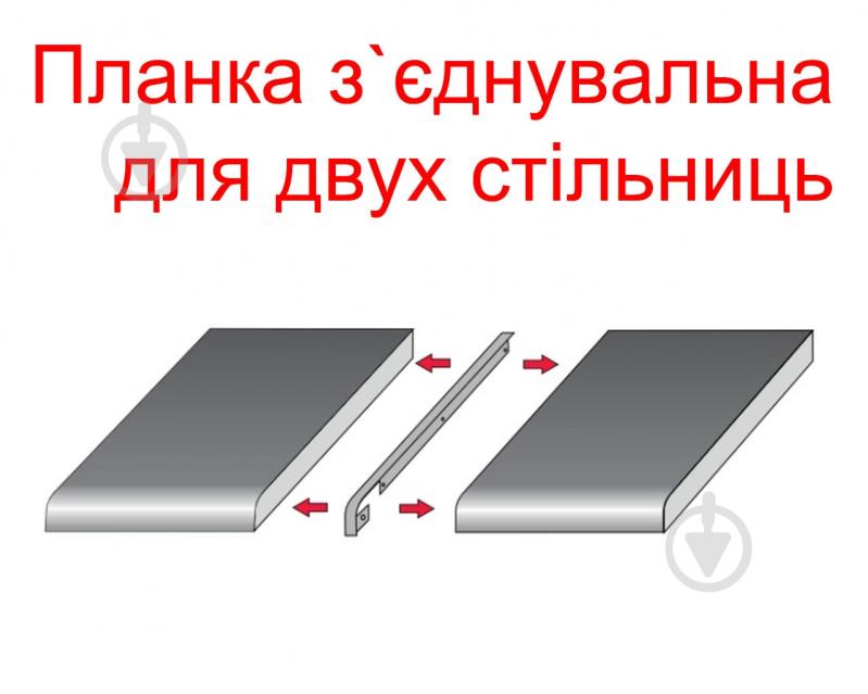 Планка стикувальна DC пряма для стiльницi U-подібна 600x38x1 мм чорний матовий - фото 3