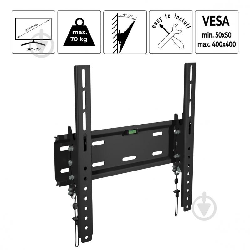 Крепление для телевизора HausMark TWА-44 наклонные 36"-75" черный - фото 7