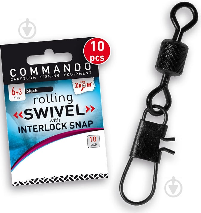 Вертлюг c застібкою CarpZoom Rolling Swivel with Interlock Snap 12 шт. #12+1 CZ5128 - фото 1