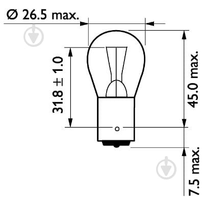 Автолампа розжарювання Philips Standard P21W 21 Вт 1 шт.(PS13498B2) - фото 3