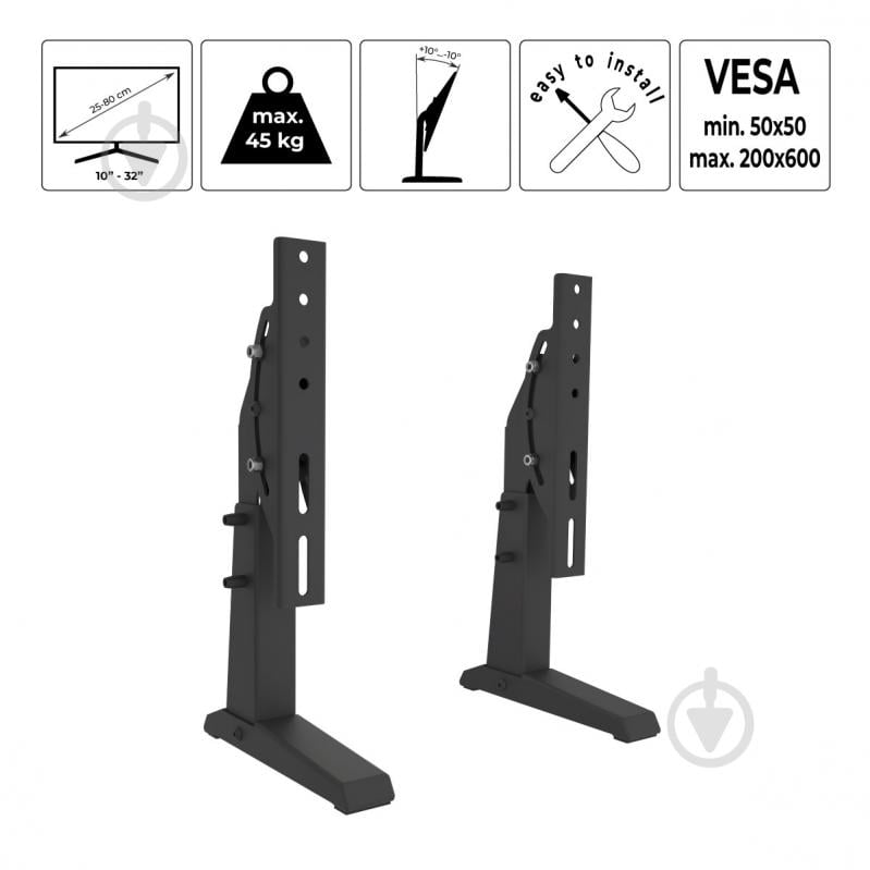 Кріплення для телевізора HausMark TDSA-2 похилі 10"-32" чорний - фото 11