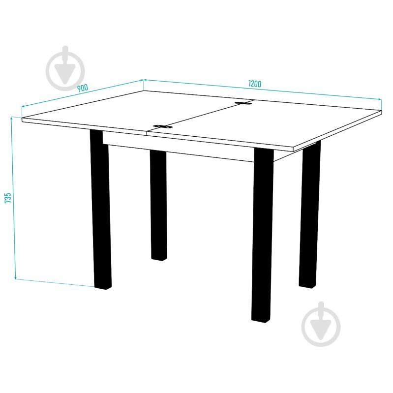 Стол раскладной Knap Knap обеденный Gustus 900(1200)x600x750мм венге/черный - фото 5