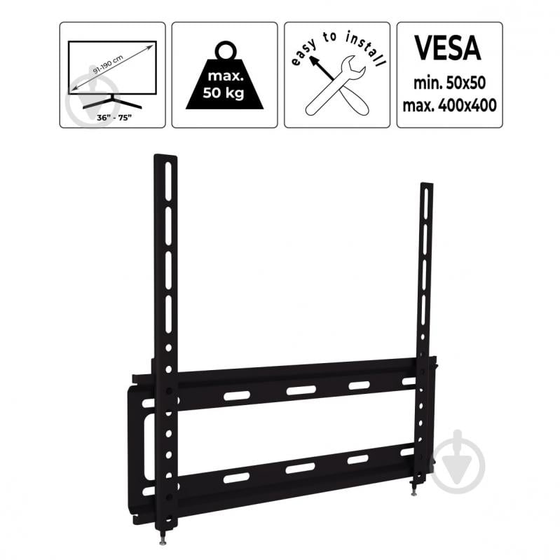 Кріплення для телевізора HausMark STW-44 фіксовані 36"-75" чорний - фото 7