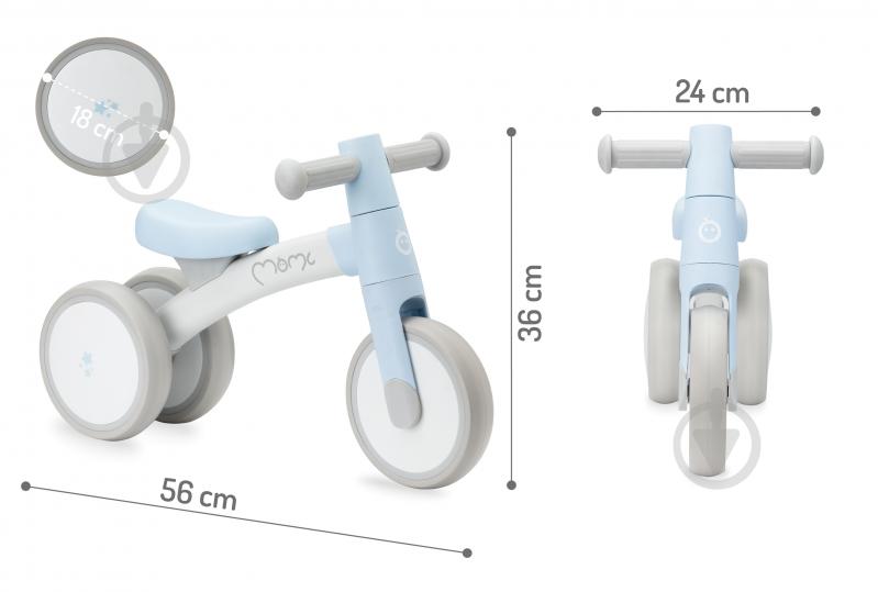Самокат-беговел MoMi TEDI серо-голубой ROBI00037 - фото 3