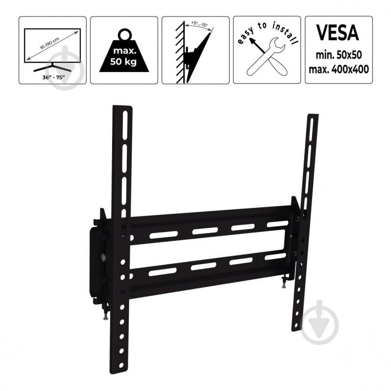 Крепление для телевизора HausMark STWA-44 наклонные 36"-75" черный - фото 9