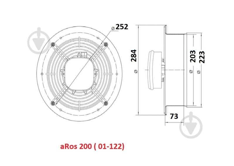 Вентилятор осевой AirRoxy настенный круглый aRos 200 - фото 2