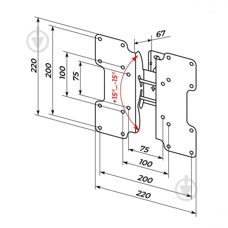 Кріплення для телевізора HausMark TWBR-22 поворотно-похилі 21"-50" чорний - фото 15