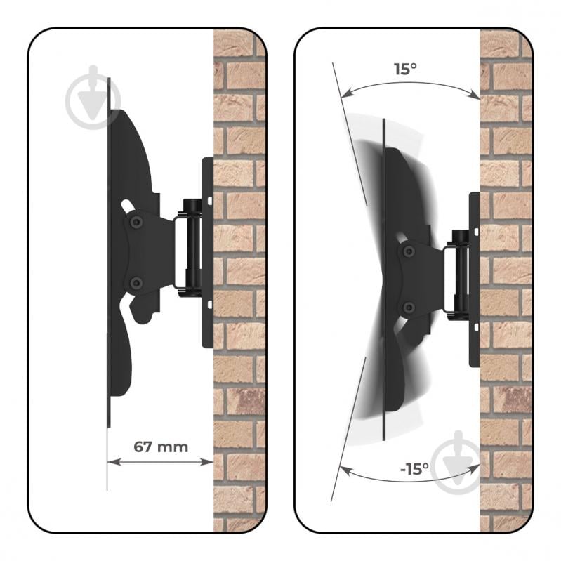 Кріплення для телевізора HausMark TWBR-22 поворотно-похилі 21"-50" чорний - фото 10