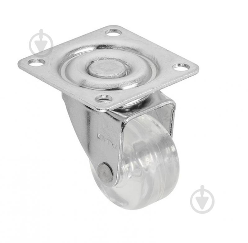 Ролик мебельный GTV d35 мм h-50 мм повортный без стопора прозрачный (колесо для мебели) упаковка 4 шт KM-A035MM-00 - фото 1