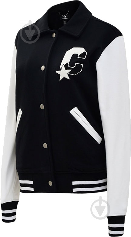 Ветровка женская демисезонная Converse TWISTED VARSITY KNIT JACKET 10018557-001 р.XS черная - фото 1