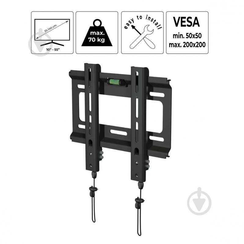 Крепление для телевизора HausMark TW-22 фиксированные 10"-55" черный - фото 7