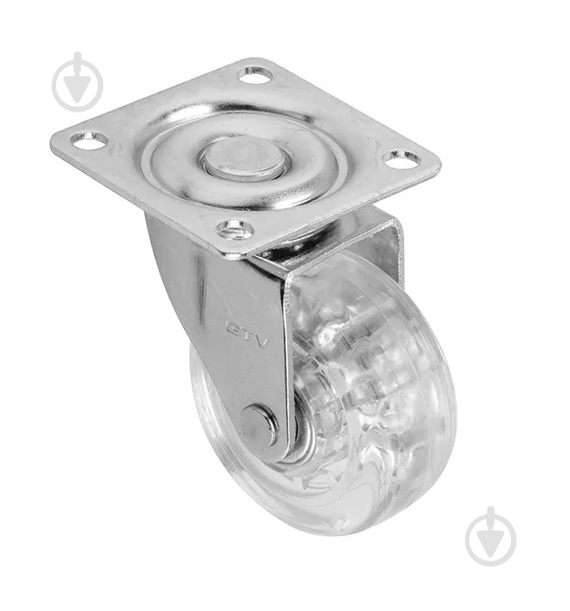 Ролик мебельный GTV d50 мм h-65 мм повортный без стопора прозрачный (колесо для мебели) упаковка 4 шт KM-A050MM-00 - фото 1 Ролик мебельный GTV d50 мм h-65 мм повортный без стопора прозрачный (колесо для мебели) упаковка 4 шт KM-A050MM-00 - фото 1