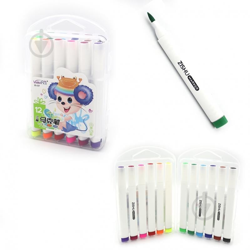 Фломастеры двухсторонние 237-12 Mouse треугольная форма 12 цветов 130 мм кисточка/штамп J.Оtten - фото 1 Фломастеры двухсторонние 237-12 Mouse треугольная форма 12 цветов 130 мм кисточка/штамп J.Оtten - фото 1