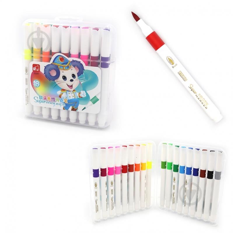 Набор фломастеров-кистей 261-18 Mouse 18 цветов 140 мм J.Оtten - фото 1