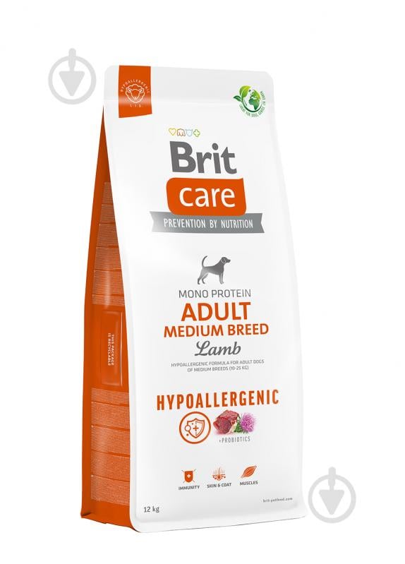 Корм сухий для середніх порід Brit Care Hypoallergenic Adult з ягням 12 кг - фото 1