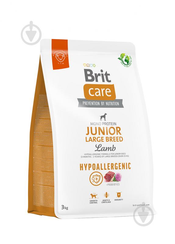 Корм сухой для больших пород Brit Care Hypoallergenic Junior с ягненком 3 кг - фото 1