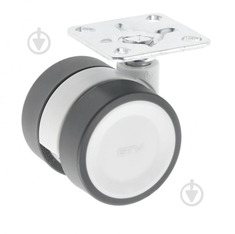 Ролик мебельный GTV CIRCO d50 мм h-61,5 мм поворотный двойной без стопора светло-серый (колесо для мебели) упаковка 4 шт KM-CIRCO-50MM-BH-19 - фото 1