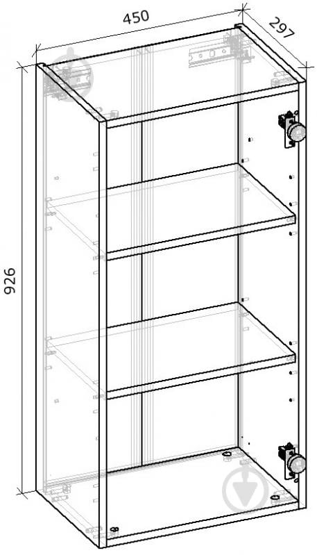 Шкаф верхний Грейд Оптимум 450x926x297 мм крафт серый - фото 2