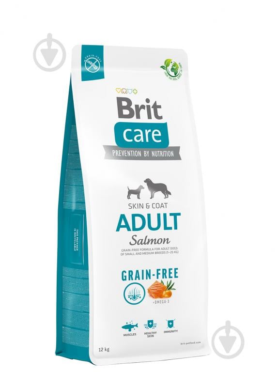 Корм сухой беззерновой для средних пород Brit Care Grain-free Adult с лососем 12 кг - фото 1