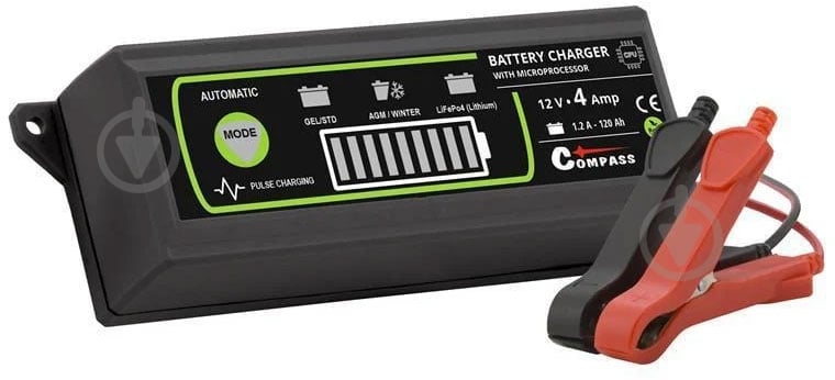 Зарядний пристрій автономний Compass 6/12В 4 А 120 А/ч (DO 07145) - фото 1