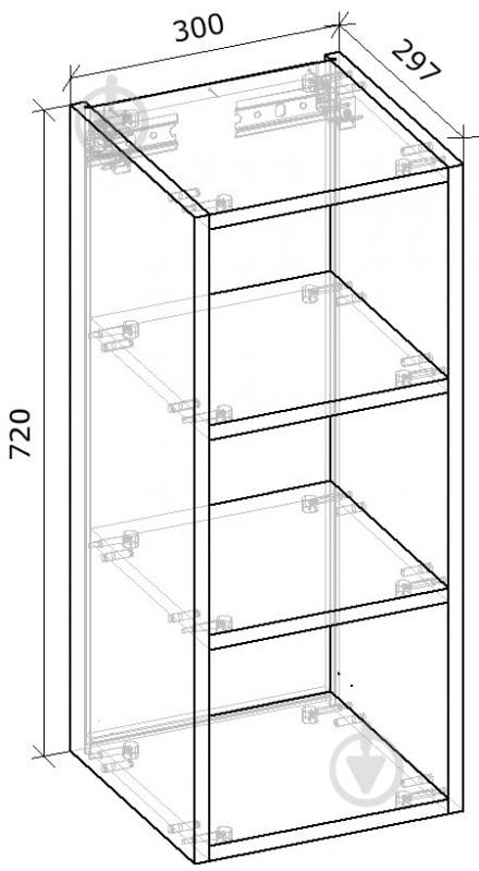 Шкаф верхний Грейд Оптимум открытый 300x720x297 мм крафт серый - фото 2