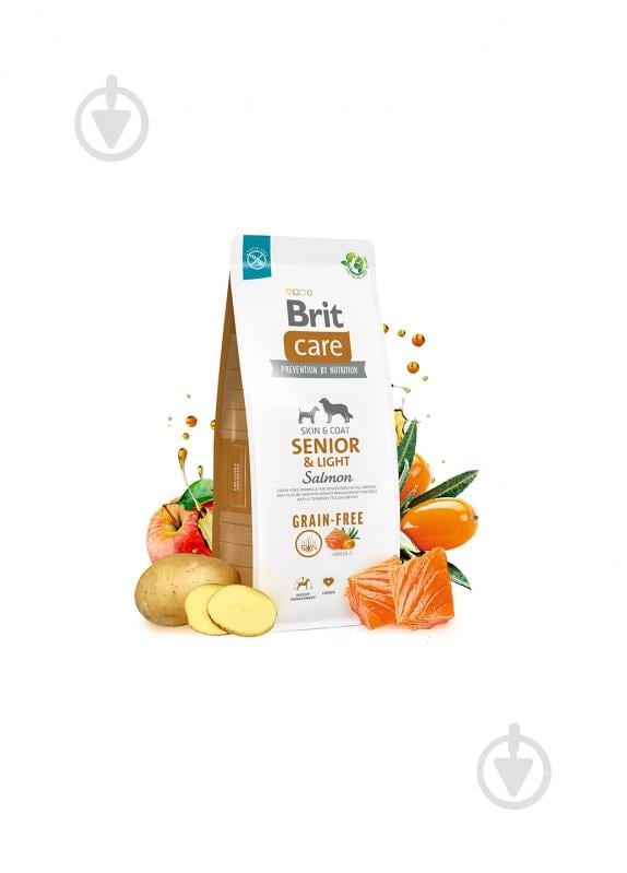 Корм сухий беззерновий для усіх порід Brit Care Grain-free Senior & Light з лососем 3 кг - фото 2