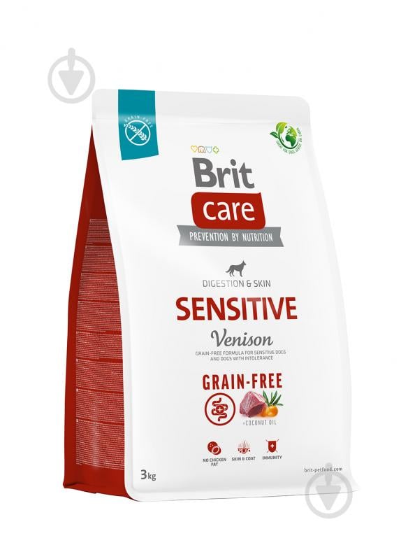 Корм сухий беззерновий для усіх порід Brit Care Grain-free Sensitive з олениною 3 кг - фото 1