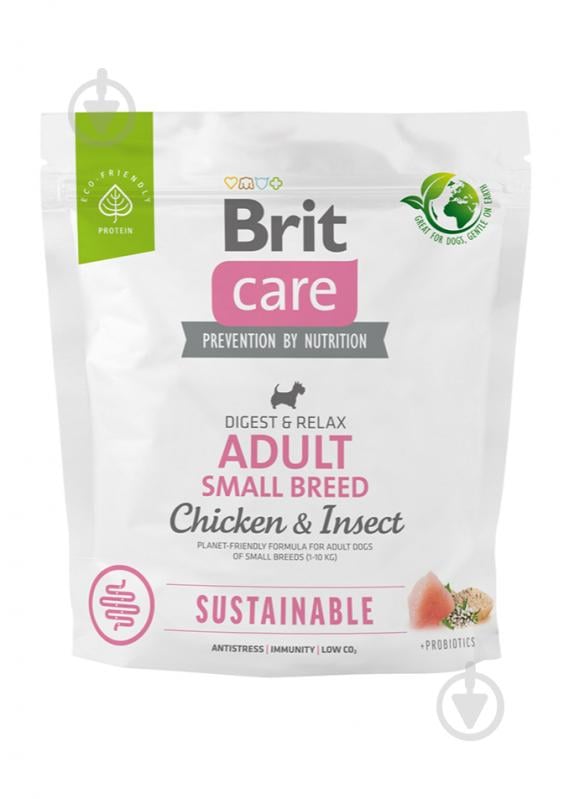 Корм сухой для малых пород Brit Care Sustainable Adult Small Breed с курицей 1 кг - фото 1