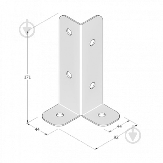 Опора колонны L-образная 45x45x170x2,0 мм 1 шт. - фото 4