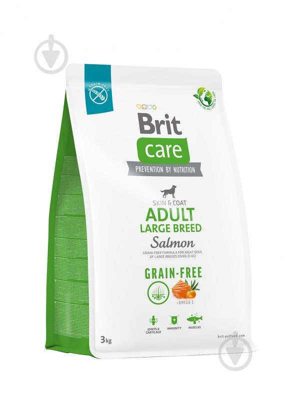 Корм сухой беззерновой для больших пород Brit Care Sustainable Adult Large Breed с лососем 3 кг - фото 1